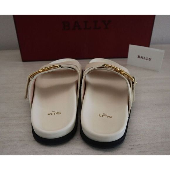Bally 6300082 Women's Sz 5.5M Bone/Beige Leather Emma Slide Sandals $640 - Picture 8 of 13